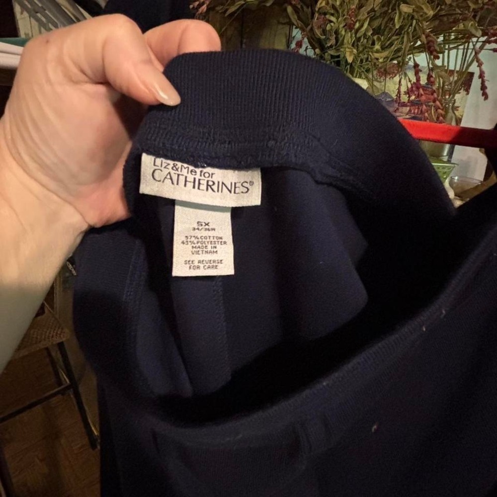 Liz & Me for Catherines 5X Navy Blue Knit Pull On Pants Plus Size Comfy